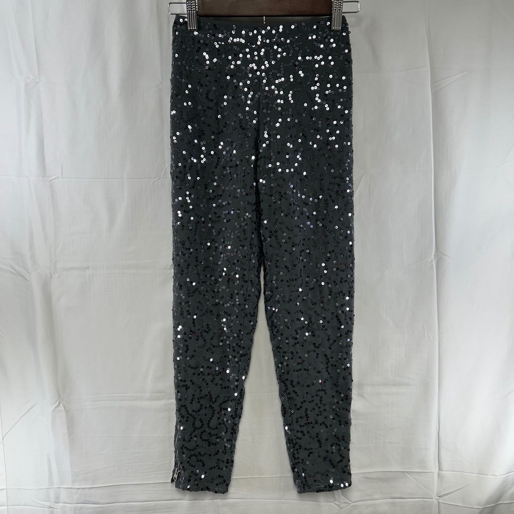 Abercrombie & Fitch Sequin Pants Girls‎ Medium Dark Grey Ankle Zip High Rise NEW